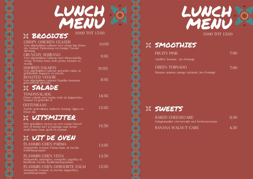 Taparia Lunch menu